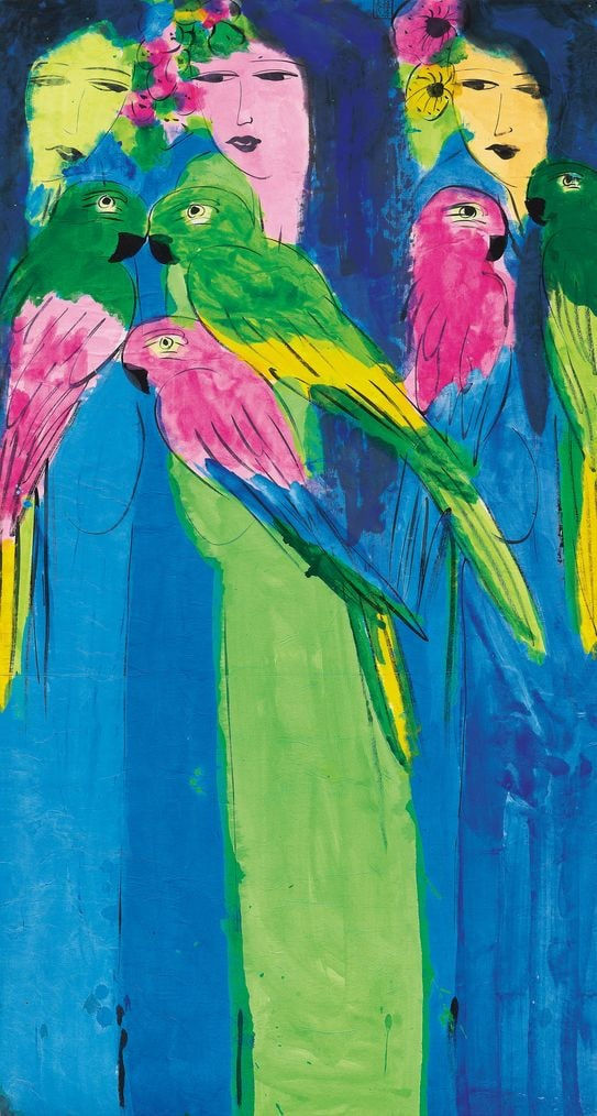 Walasse Ting 丁雄泉, Three Beauties 三美圖, 1982