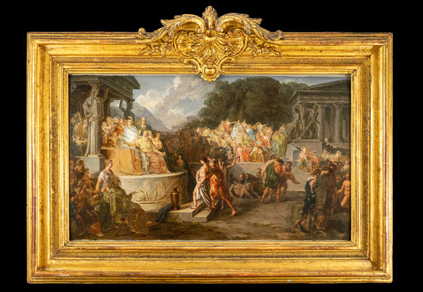 an old master painting by Swiss artist Jean-Pierre Saint-Ours depicting the Greec scene of the Olympic games