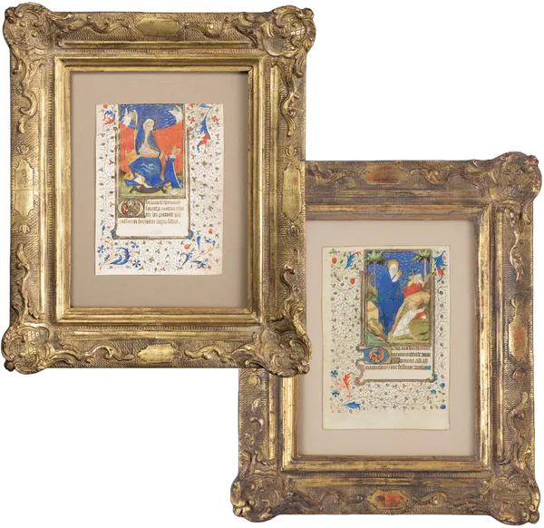The Rohan Master: two very rare illuminated miniature painting, from a medieval Book of Hours