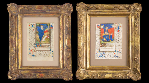 The Rohan Master: two very rare illuminated miniature painting, from a medieval Book of Hours