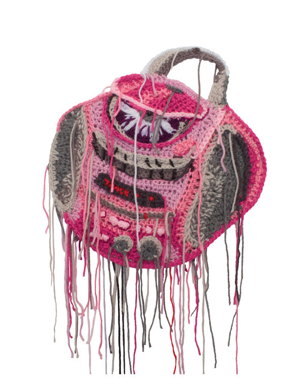 Baylee Schmitt This is a story about a girl named Lucky..., 2024 crochet with yarn, wire 14 x 15 in