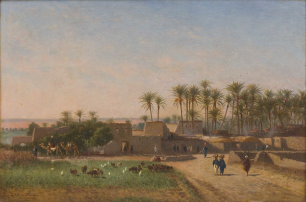 Narcisse Berchère, Vue animée de Tel el-Kébir, Égypte, 1862