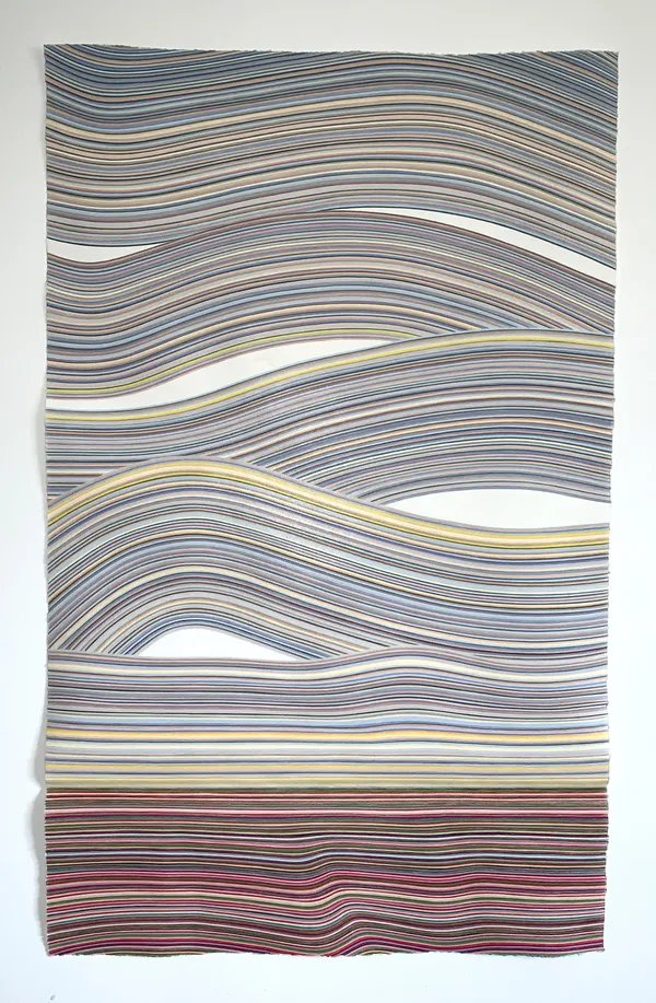 Tulip Field. Colour Pencil on Paper with hand-embossed accents.