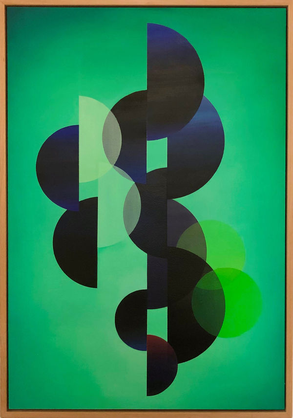 Caroline List Shape Frequency (Green), 2024 Oil and Acrylic on paper mounted on panel 65.5 x 45.5 cm 25 13/16 x 17 15/16 in