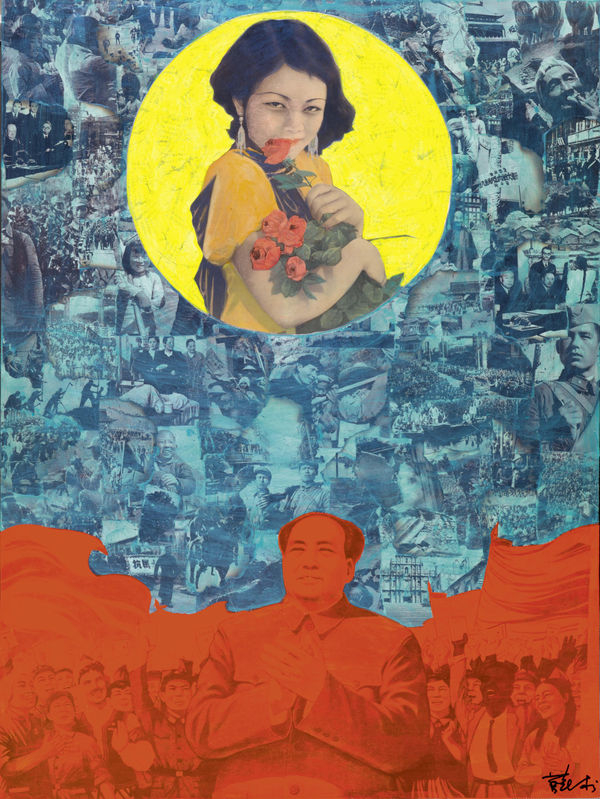 Xue Song Untitled (Woman with Roses), 2007 Mixed technique on canvas 100 x 75 cm. 39 ⅜ x 29 ½ in.