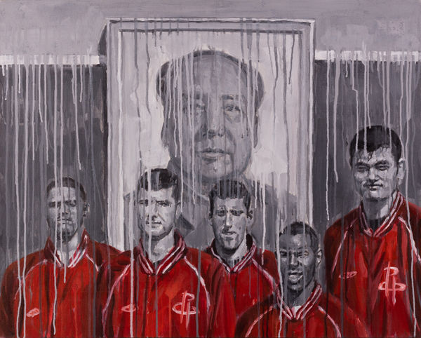 Qi Sheng Mao-NBA, 2006 Acrylic on canvas 80 x 100 cm. 31 ½ x 39 ⅜ in.