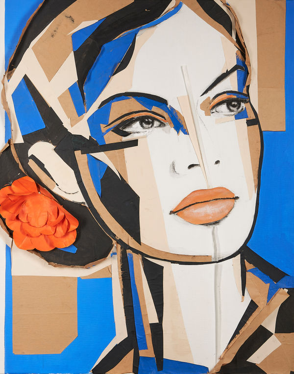 Ingrid Paulussen, Abstracted Portrait Brown & Blue, 2024