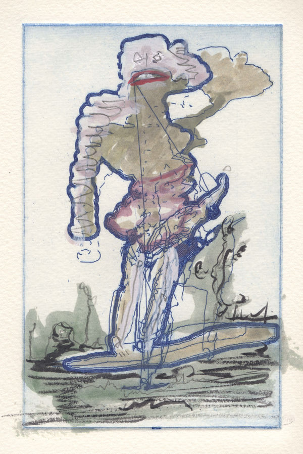 James Rogers, Grafter (A study for boys operating big machines wearing dresses) - Cobalt iii, 2021