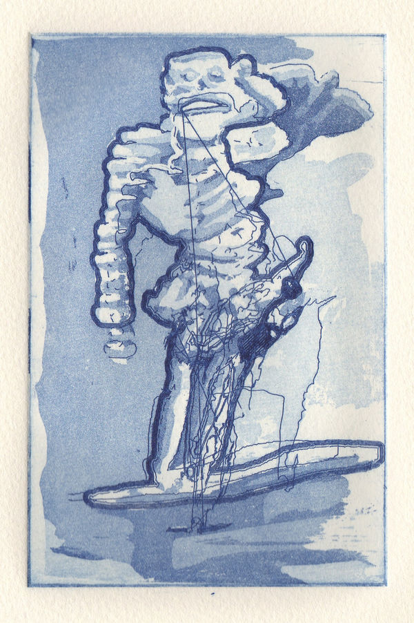 James Rogers, Grafter (A study for boys operating big machines wearing dresses) - Cobalt iii, 2021