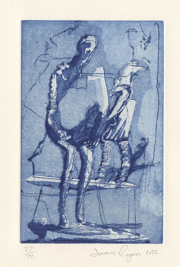 James Rogers, A study for a man, a crow, and the void created by things that shimmer, 2022