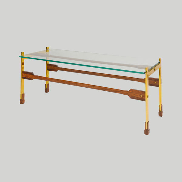Sculptural Rosewood and Brass Coffee Table