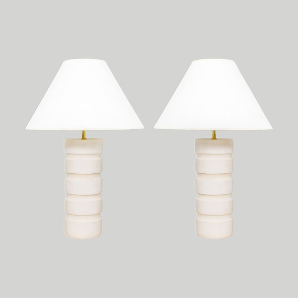 French Bespoke Pair of Oise Ceramic Lamps
