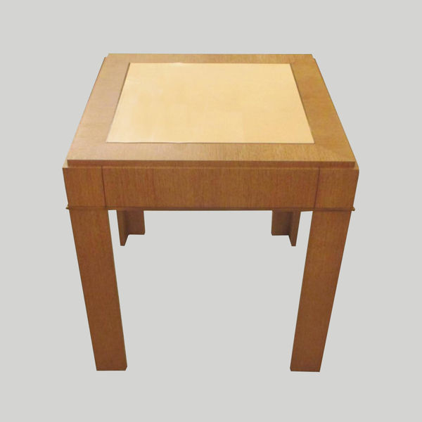 Custom Cerused Oak Side Table with Parchment Top