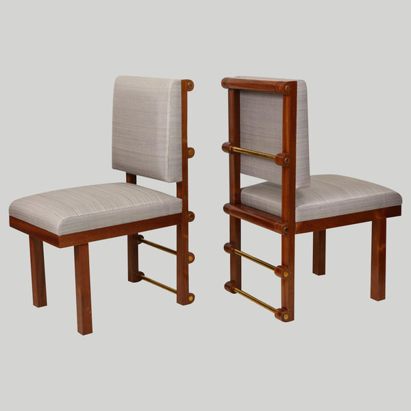 Bespoke Pair of Mahogany Library Chairs