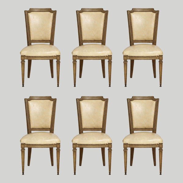 Vintage Set of Six Louis XVI Style Painted Dining Room Chairs