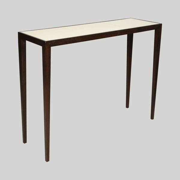 Custom Parchment Top Mahogany Console Table