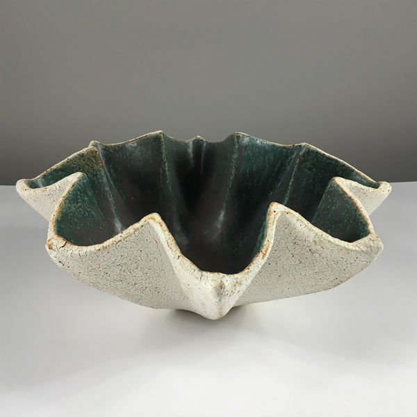 Ceramic Star Bowl with Green Glaze