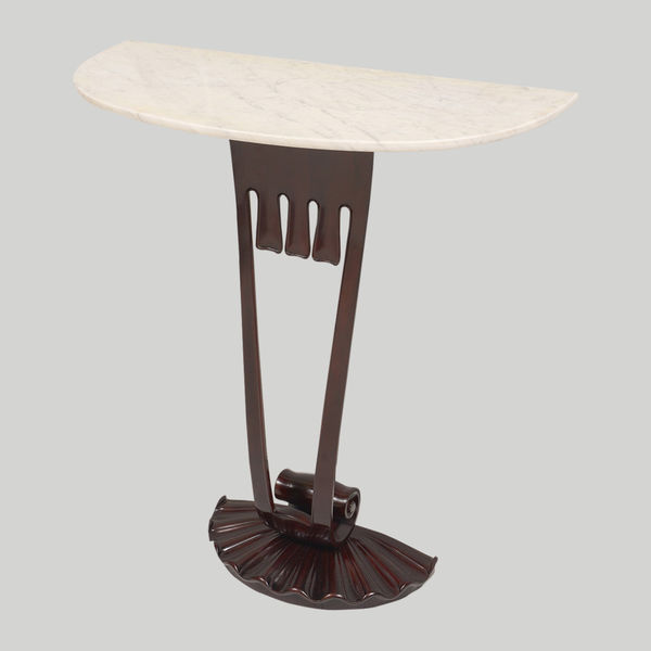 A Mahogany Art Deco-Style Console with Marble Top