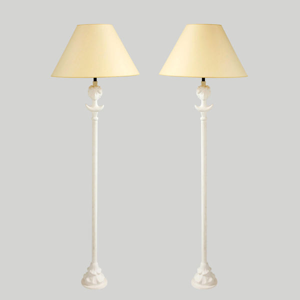 Pair of Custom Gio Plaster Floor Lamps
