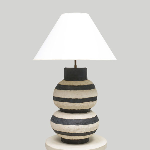 Bespoke Sculptural Ceramic Black and White Lamp