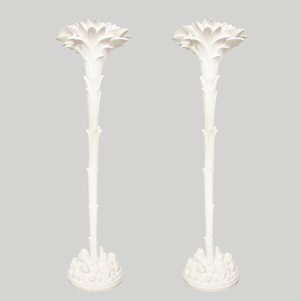 Custom Pair of Plaster Torchères in the Serge Roche Manner