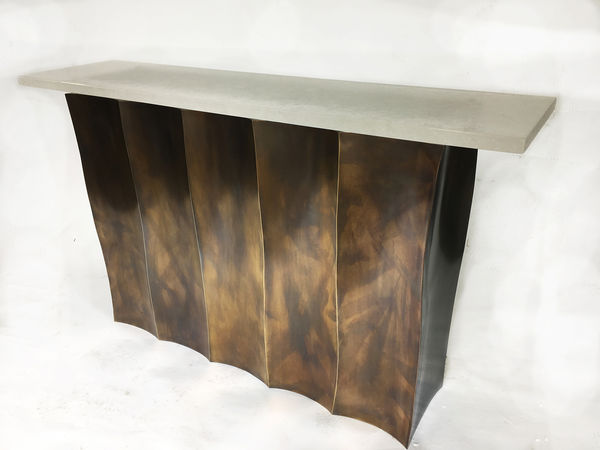 Bespoke Patinated Brass Base Rialf Flair Console Table