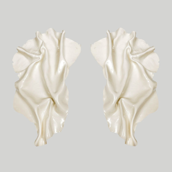 Pair of Bespoke French Ceramic Froissé Sconces