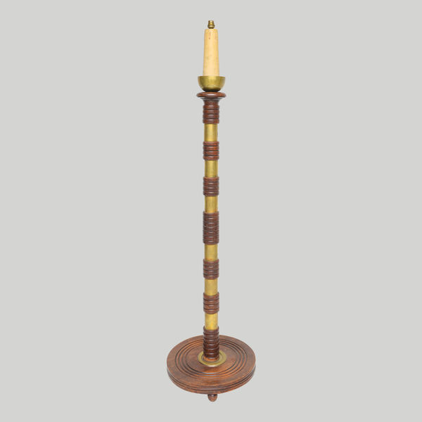 Sculptural French Mid-Century Floor Lamp with Brass Rings