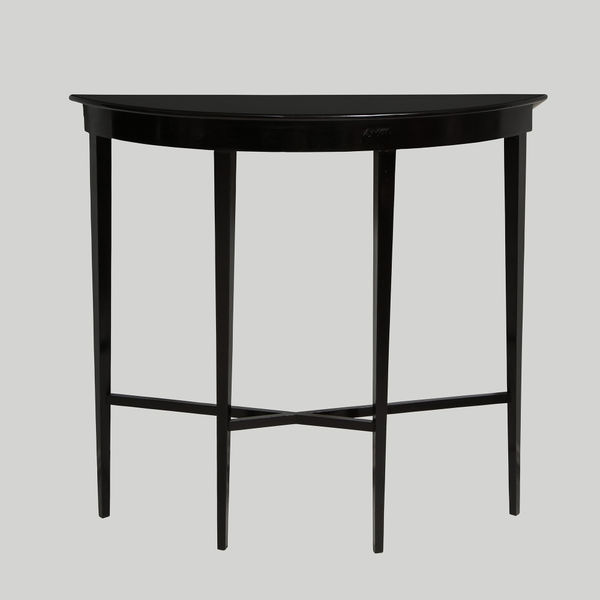 Custom Ebonized Demilune Console on Tapered Legs