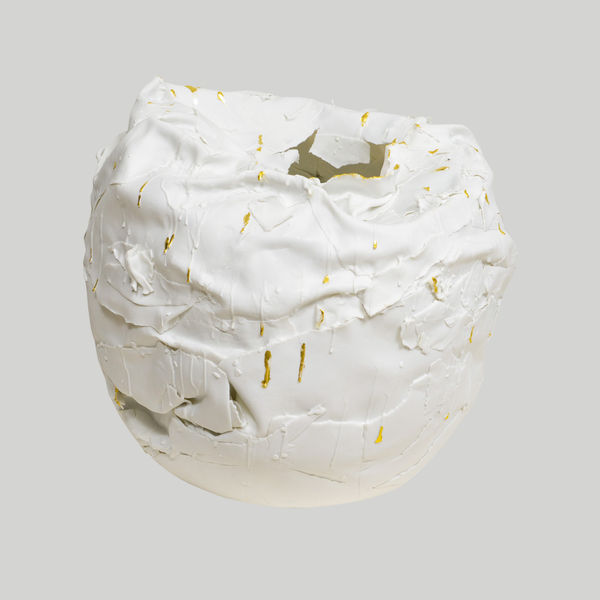 French Bespoke Sculptural Porcelain Vase with Gold