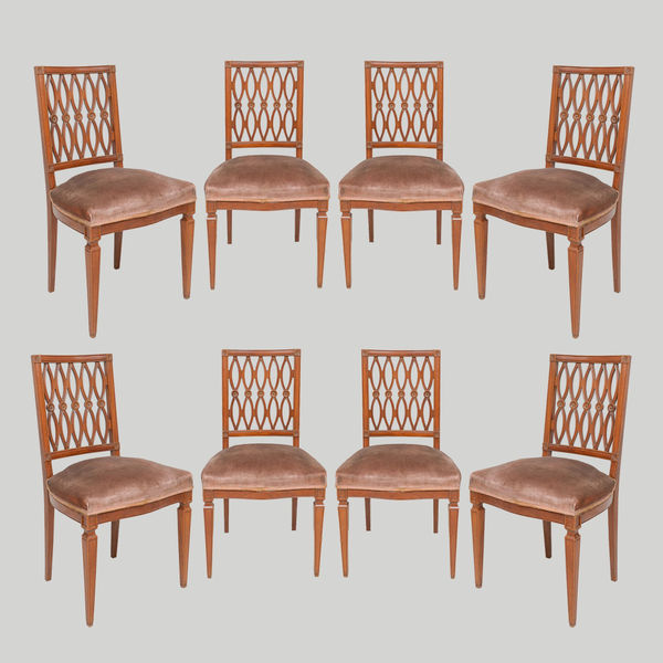 Set of Eight Continental Dining Chairs in the Neoclassic Manner