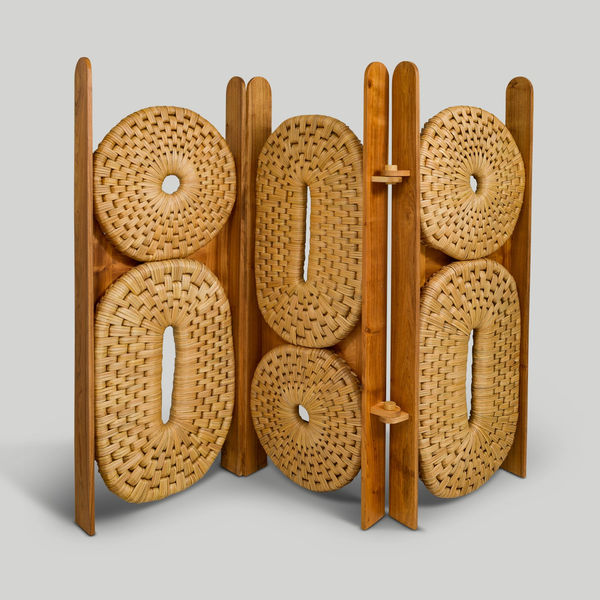 Hand-woven Oak Three-Panel Screen