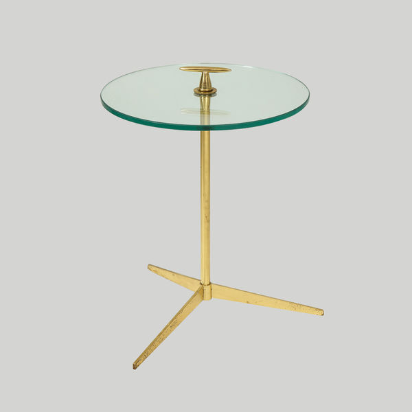 Midcentury Italian Table on Brass Tripod Base