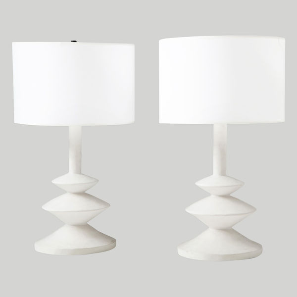Pair of Custom French Plaster Lamps in the Manner of Alberto Giacometti