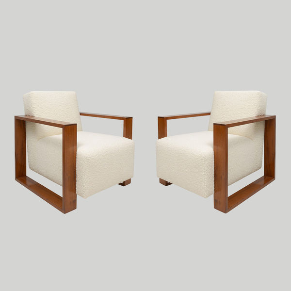 Custom Pair of Sculptural Arm Chairs