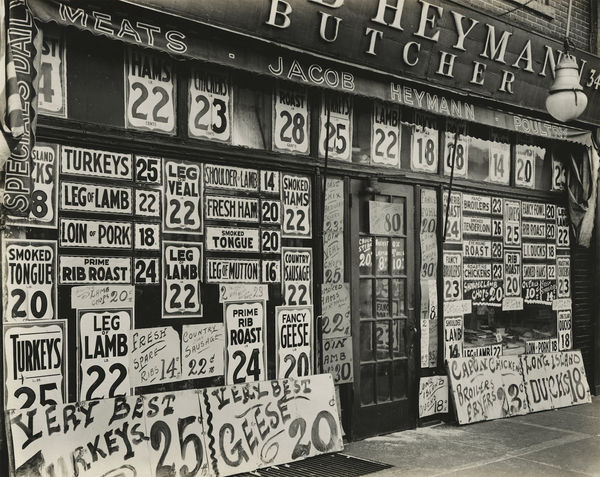 Berenice Abbott, Jacob Heymann Butcher Shop, New York City, 1938