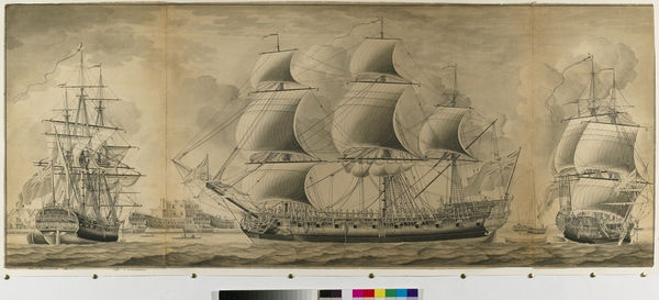 Michael Topping, Launch of a 24-gun 6th rate ship for the Hon. East India Company from John Perry's Yard at Blackwall, c1745