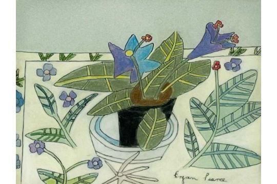 Bryan Pearce (British 1929 - 2007), Purple Gloxinia in Black Pot, 1998
