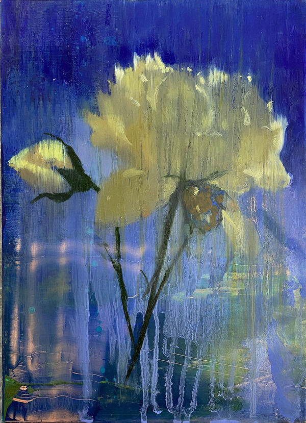 Nick Archer, Rose on Blue Postcard II=, 2023