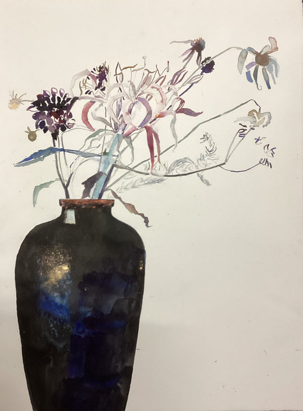 Sophie Knight, Tropical Flower with Daisies and Chinese Vase