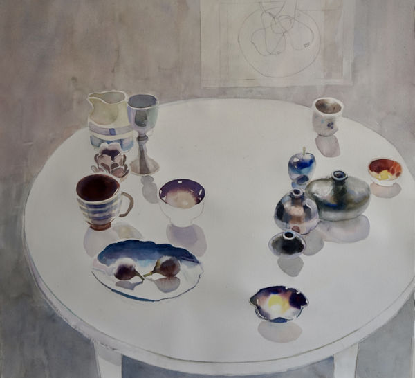 Sophie Knight, Figs with Cornish Jug and Ben Nicholson Drawing