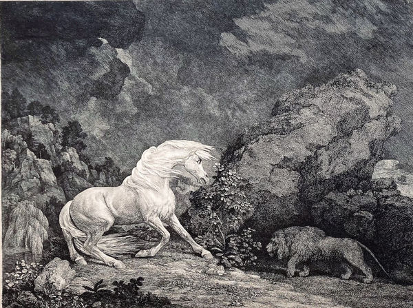 George Stubbs, A.R.A. A Horse Affrighted by a Lion, 1788