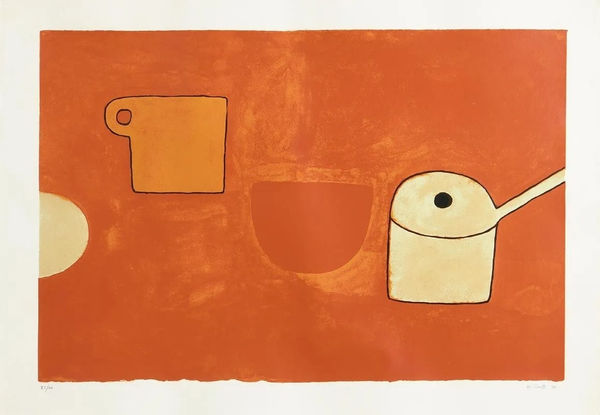 William Scott Cup, bowl, pan, browns and ochres, 1970