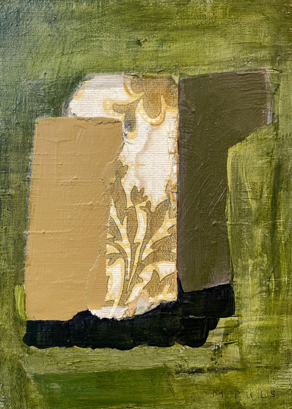 Wallpaper, Painted Shapes on Green Backdrop