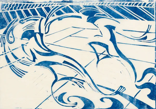 Cyril Power Tennis, circa 1933 Linocut in blue. A proof aside from the edition of 60. 18.1 x 26.7 cm (7 1/8 x 10 1/2 in)