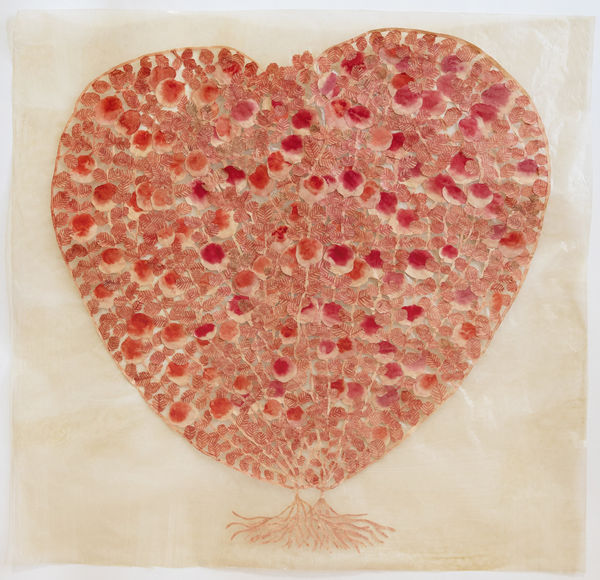 Fumi Imamura Two Flowers (Two Roses, Heart Shape), 2024 Collage, watercolour on paper. Signed. 49.7 x 51.5 cm (19 5/8 x 20 1/4 in)