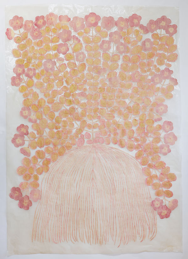 Fumi Imamura One Flower (purple flower) (花ひとつ(紫のお花)), 2023 Signed. Collage and watercolour on paper. 142 x 100 cm (55 7/8 x 39 3/8 in)