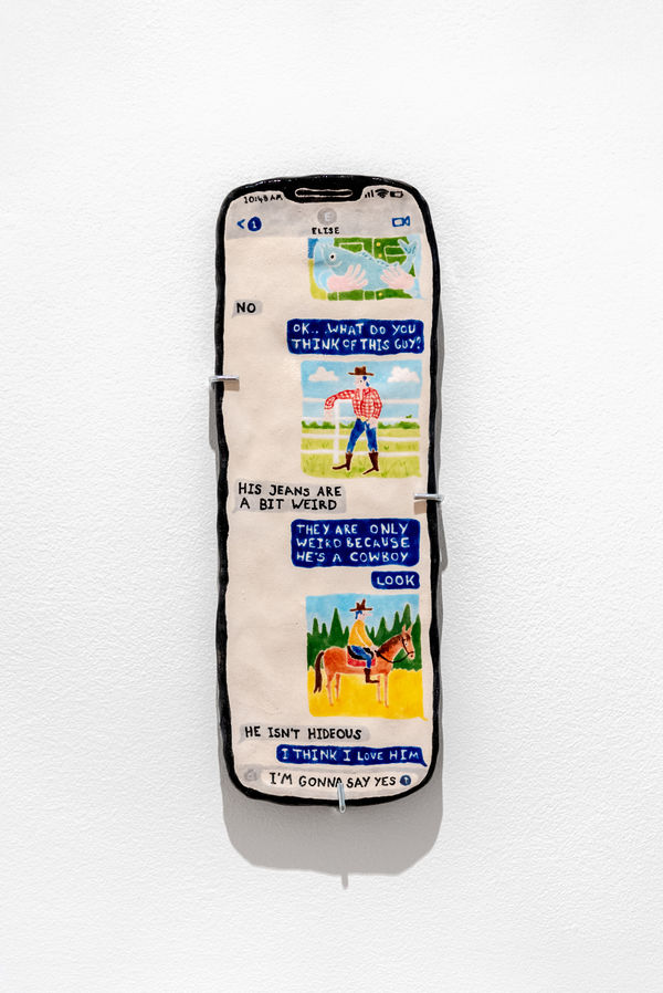 Katy Stubbs What do you Think of This Guy?, 2023 Earthenware and glaze Signed and dated. 26.5 x 2 x 9 cm (10 3/8 x 3/4 x 3 1/2 in)