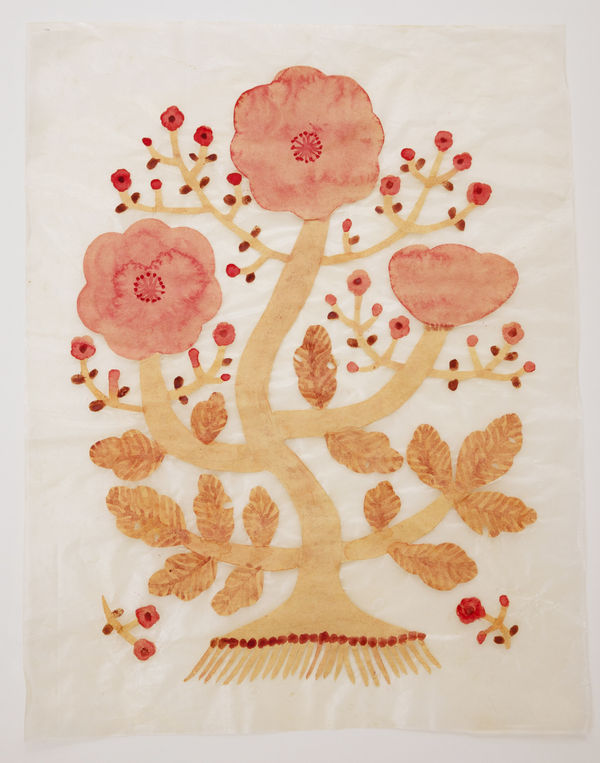 Fumi Imamura One flower D (peach blossom) (花ひとつ (ももの花 D), 2024 Collage and watercolour on paper. Signed 20.5 x 15.7 cm (8 1/8 x 6 1/8 in)