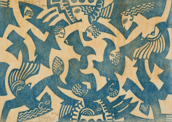 Cyril Power Matriarchy, 1931 Linocut in colours. Signed, titled and numbered in pencil. From the edition of 50. 25.4 x 36.2 cm (10 x 14 1/4 in)